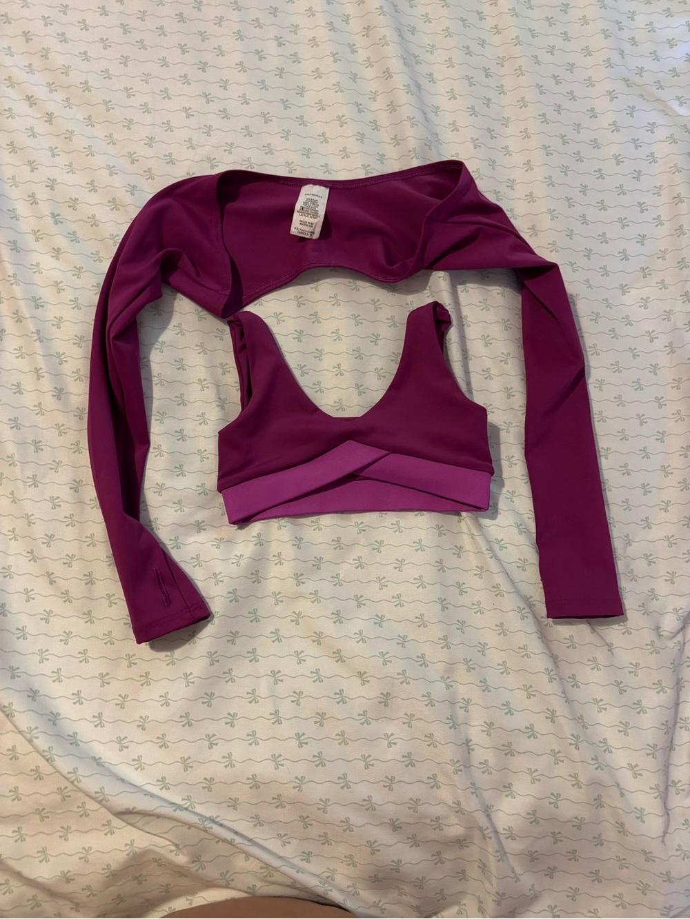 Purple Active Crop Top with Long Sleeve Tiger Friday